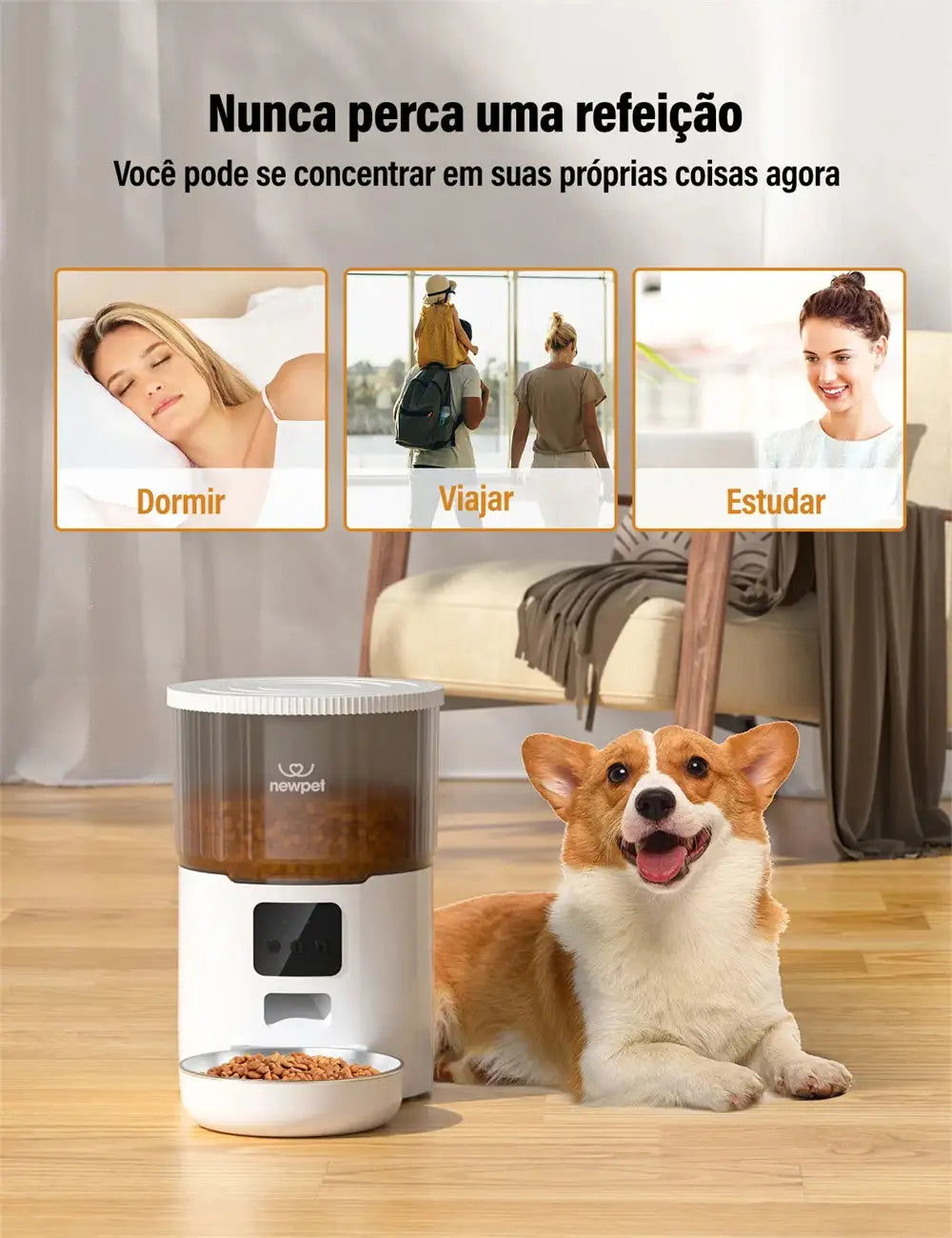 Miauzinho FeedMaster 4L: Alimentador Automático Inteligente para Pets