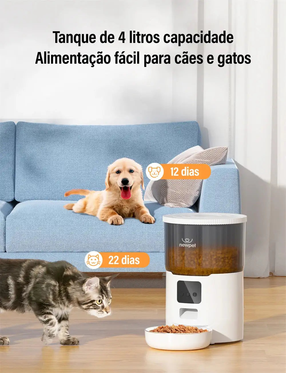 Miauzinho FeedMaster 4L: Alimentador Automático Inteligente para Pets